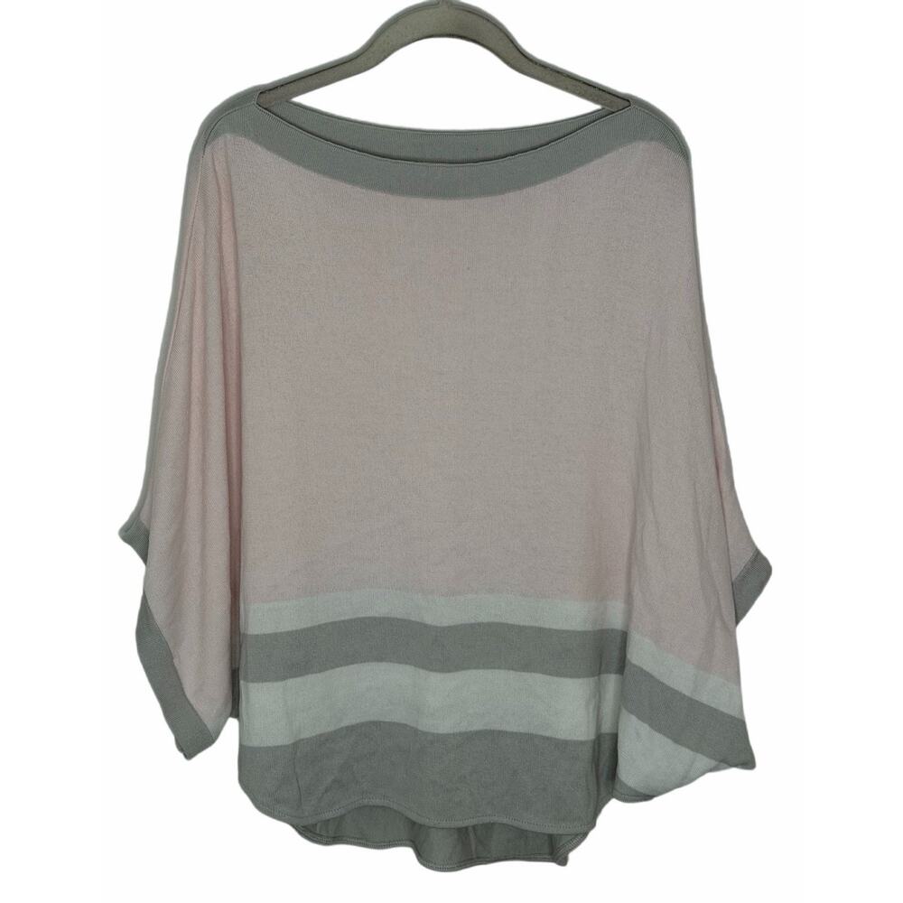PLANET Lauren G Light Pink Gray Boat Neck Pima Sweater Poncho One Size